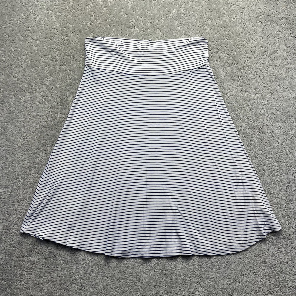 Gap Foldover Mini Skirt Womens Medium Blue White Striped Rayon Blend Casual